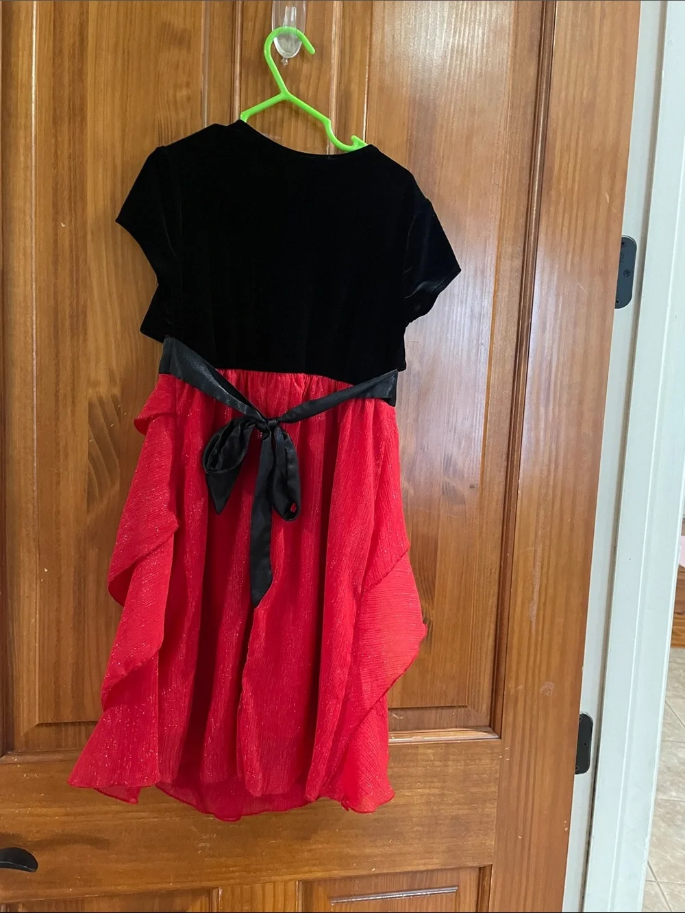 Girls Red Layered Party Dress with Black Bolero